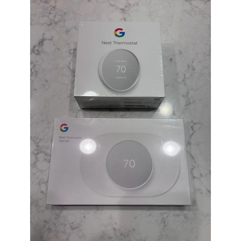 Google Nest‎ Thermostat Snow White with Trim Kit Bundle GA01334-US New Sealed